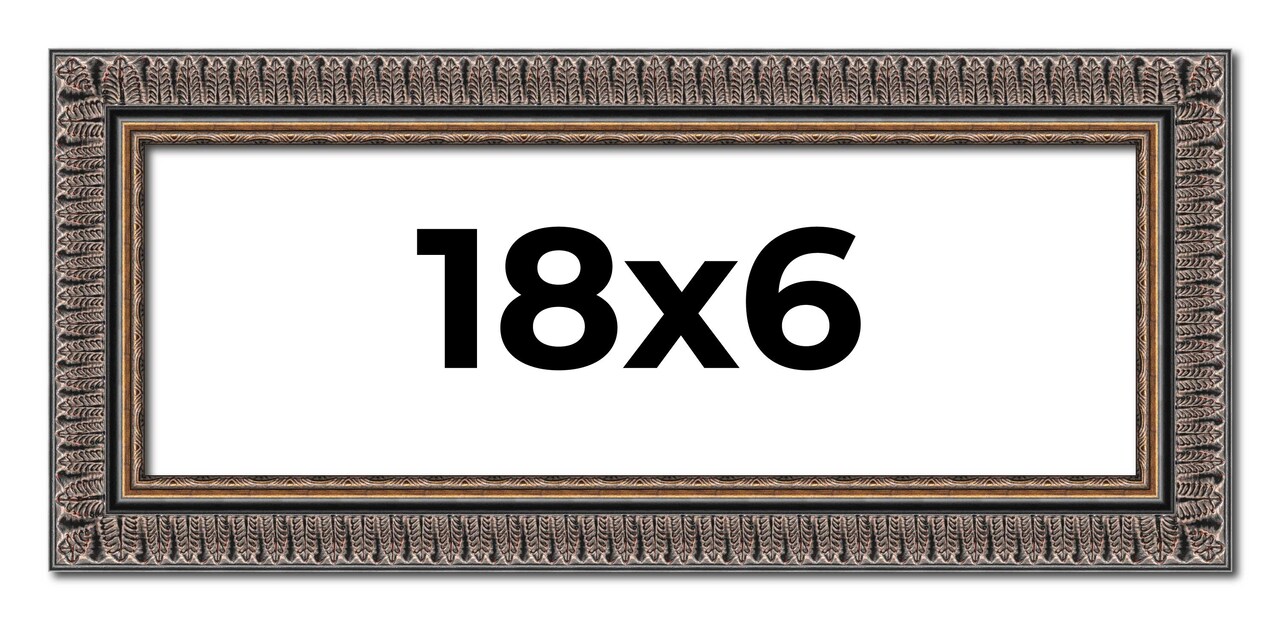 Panoramic Ornate Black Picture Frame - UV Acrylic, Foam Board Backing, Hanging Hardware